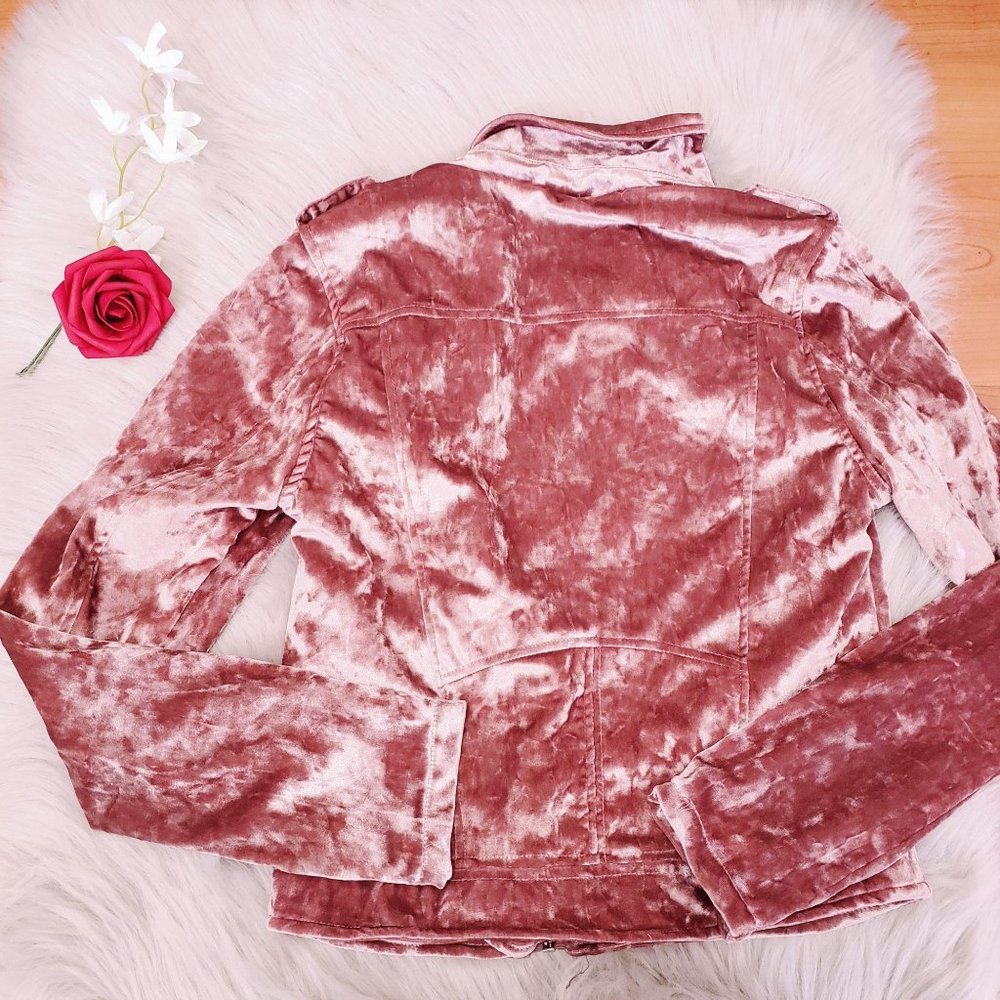 New Urban Retro Pink Velour Bomber Jacket Silk Sma - Picture 3 of 10